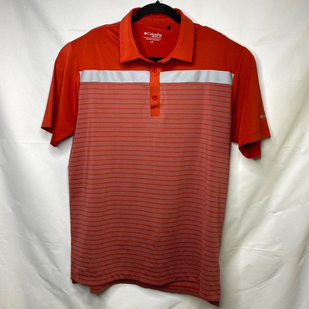 Columbia Gold Men’s Omni-Wick Bunker Polo Red Large Short Sleeve